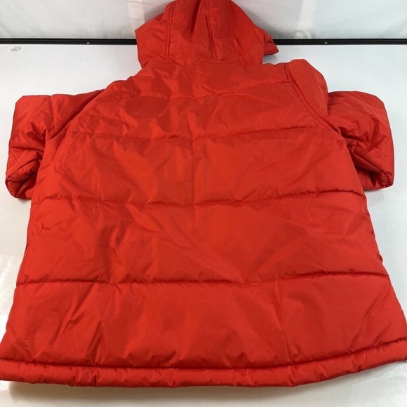 Waterfront Womens Puffer Jacket Red Waist Length Zip Long Sleeves Hooded Lined M - Picture 2 of 5